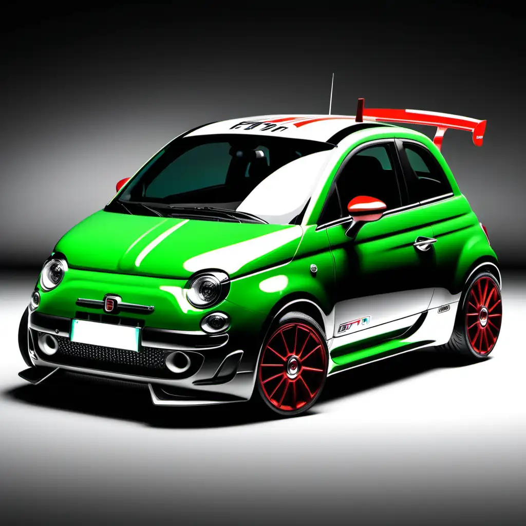 fiat 500, f1 style, green racing style 
