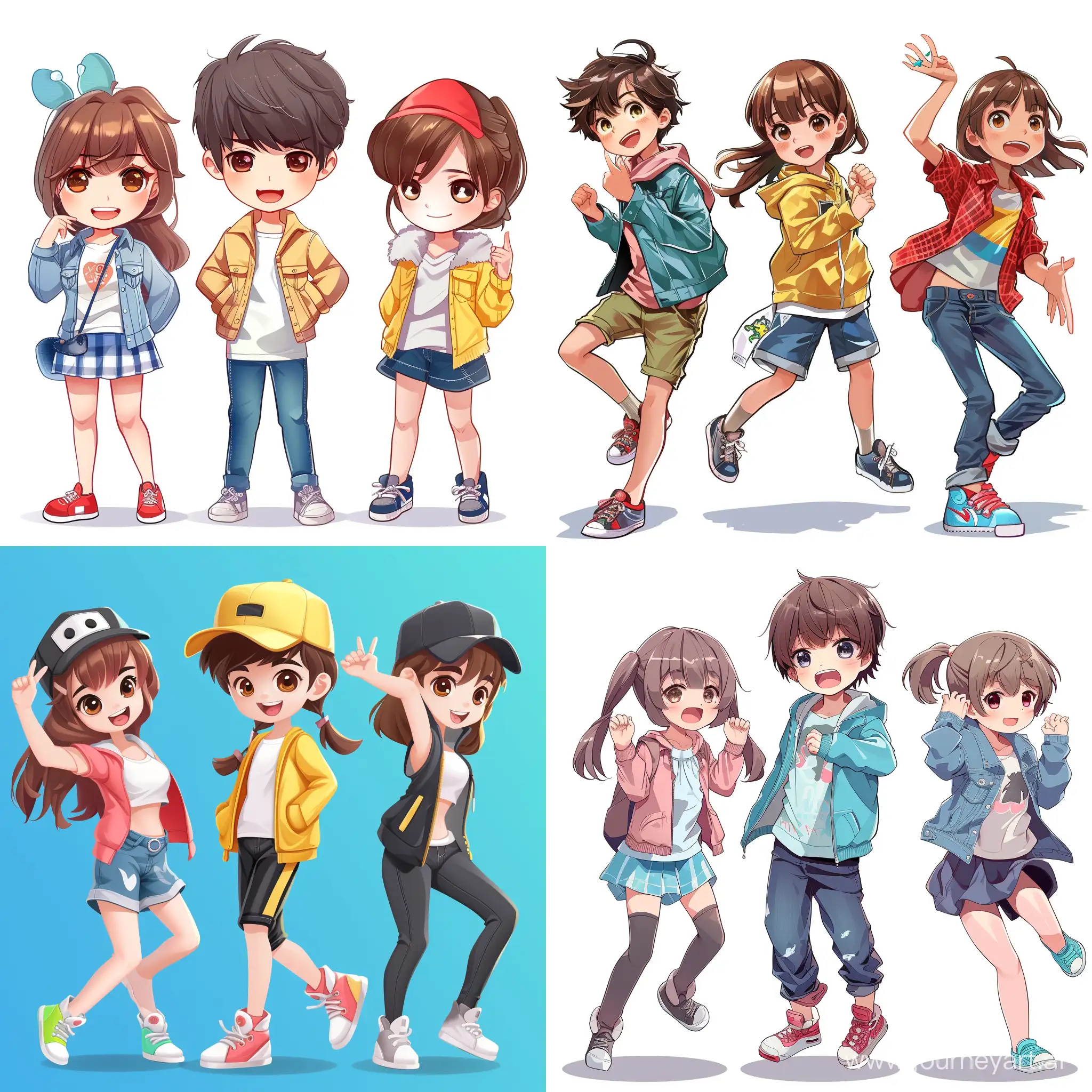 Smart-Anime-Kids-Engage-in-Hilarious-Actions-Playful-Cartoon-Characters
