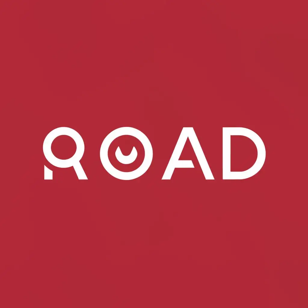 a logo design,with the text "Road", main symbol:Simple, simple in shape, natural, easy to understand, with some concentration towards the center, with a background of advanced light red, red background with white characters.,Moderate,be used in Internet industry,clear background