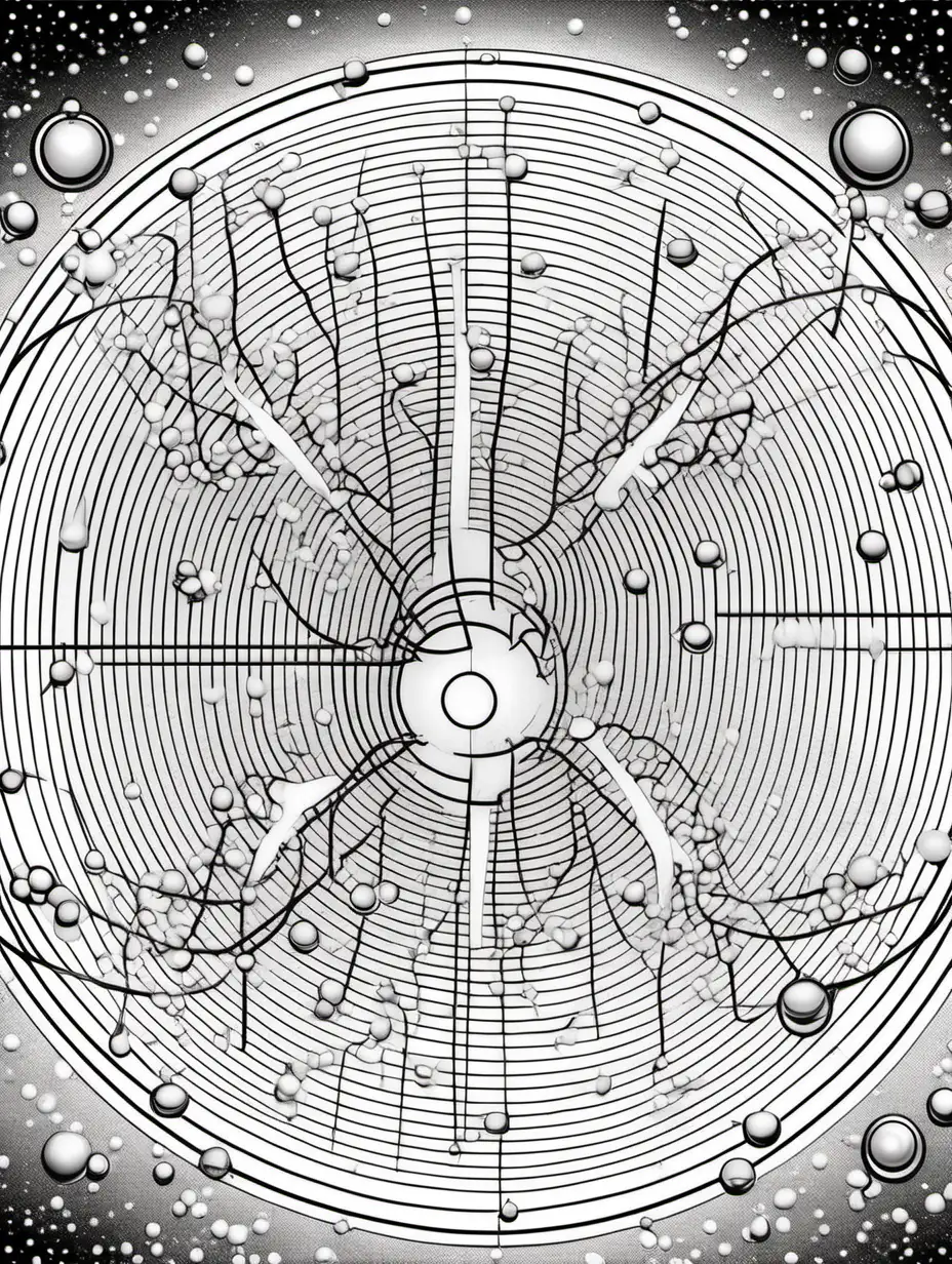 High-Quality Adult Coloring page art on the scientific topic of Electrons: QUANTUM ENTANGALEMENT 

The electron (
e−
 or 
β−
) is a subatomic particle with a negative one elementary electric charge.[13] Electrons belong to the first generation of the lepton particle family,[14] and are generally thought to be elementary particles because they have no known components or substructure.[1] The electron's mass is approximately 1/1836 that of the proton.[15] Quantum mechanical properties of the electron include an intrinsic angular momentum (spin) of a half-integer value, expressed in units of the reduced Planck constant, ħ. Being fermions, no two electrons can occupy the same quantum state, per the Pauli exclusion principle.[14] Like all elementary particles, electrons exhibit properties of both particles and waves: They can collide with other particles and can be diffracted like light. The wave properties of electrons are easier to observe with experiments than those of other particles like neutrons and protons because electrons have a lower mass and hence a longer de Broglie wavelength for a given energy.
