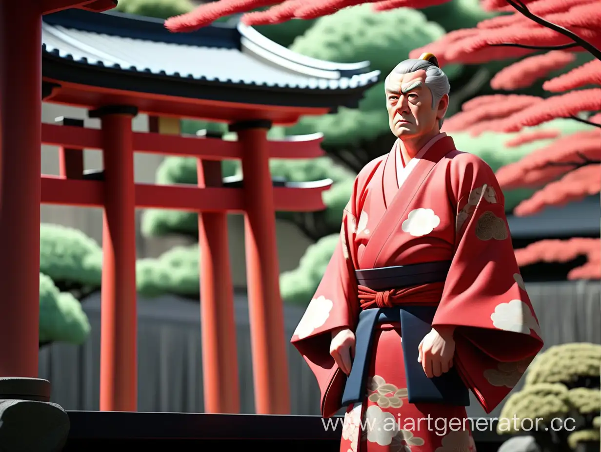 Imperial-Courts-First-Minister-in-Striking-Red-Kimono-Gazing-into-Ancient-Japan