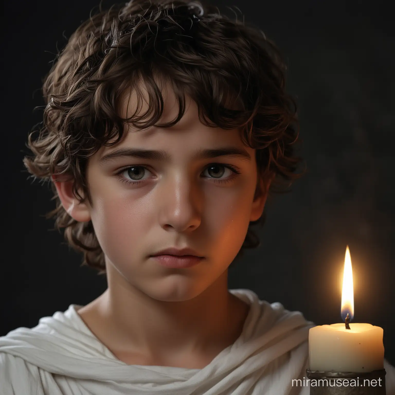 Ancient Greek Boy in 460 BC Nighttime Candlelit Scene | MUSE AI