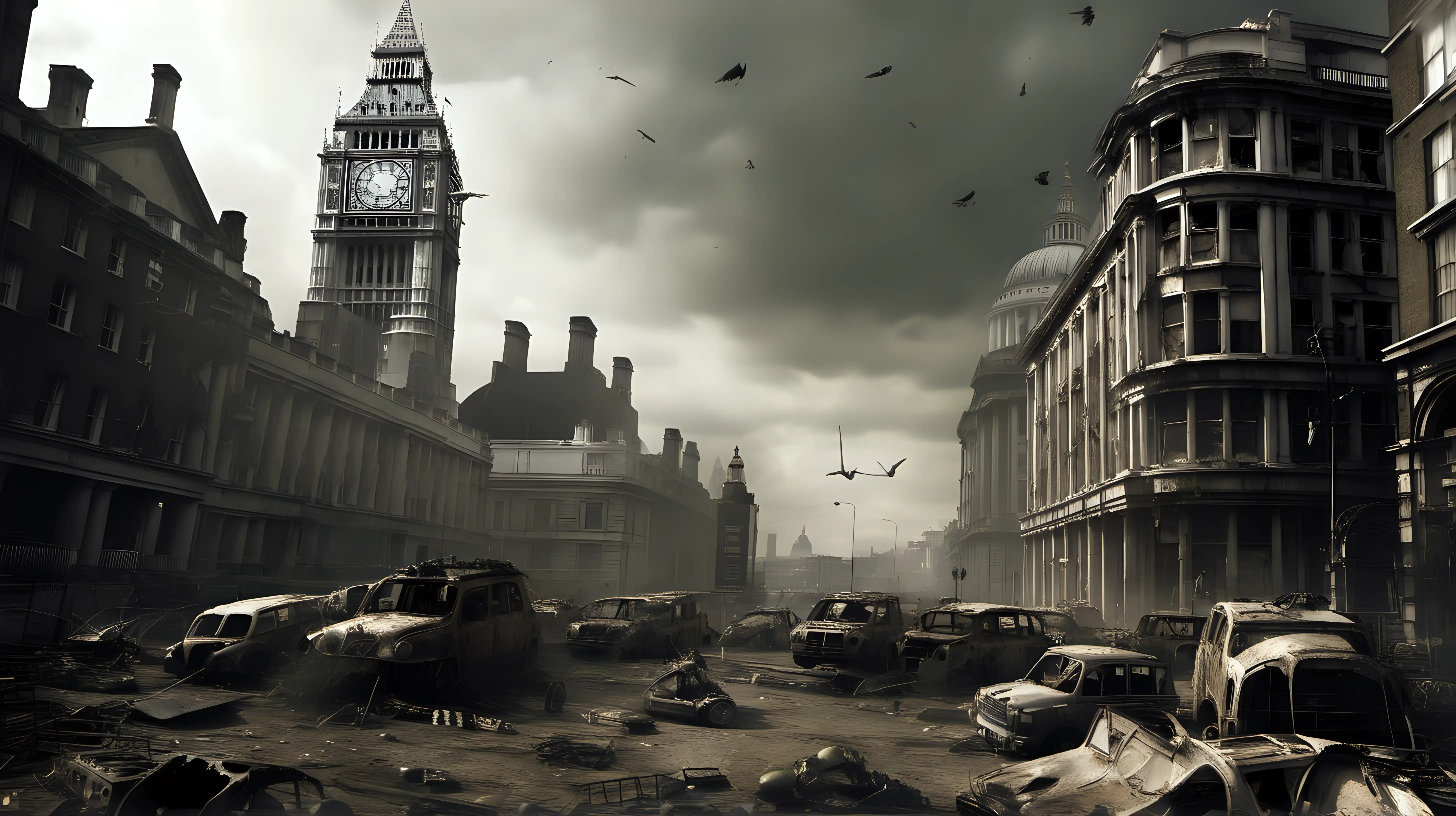 PostApocalyptic London Ruins After War