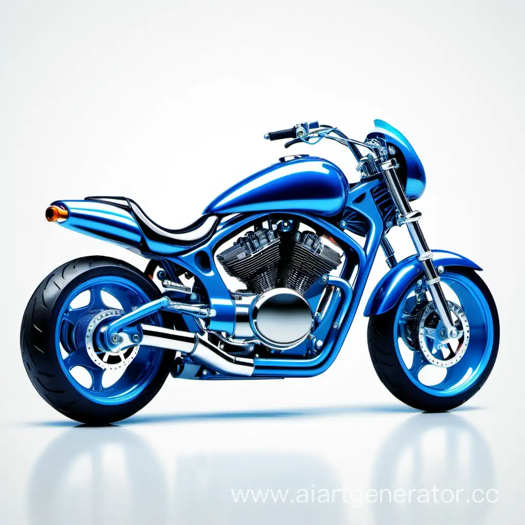 Sleek-Cool-Blue-Motorcycle-on-a-Minimalist-White-Background