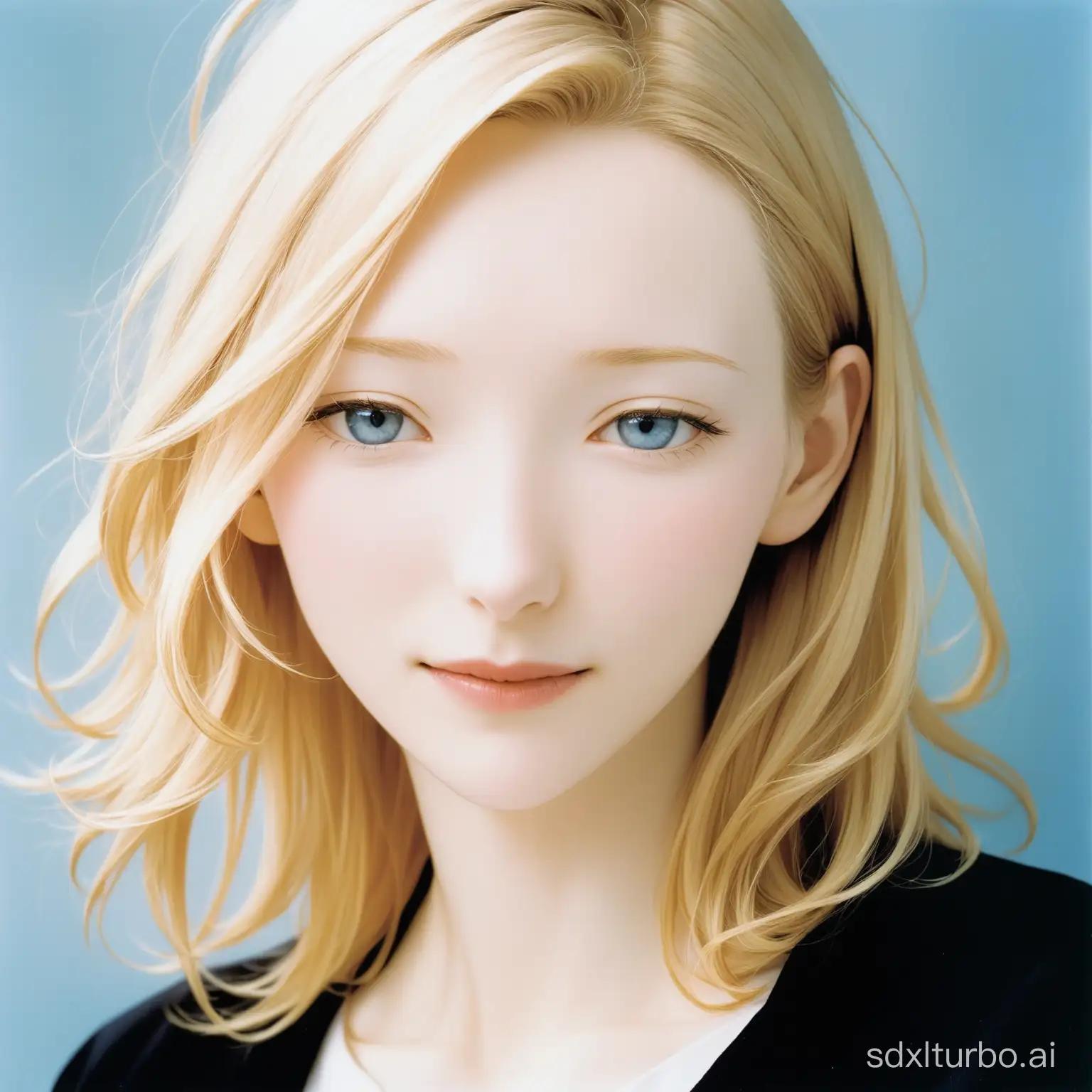 inko Kawauchi's photographic portrait of  Cate Blanchett，upper body ，about 19 yo