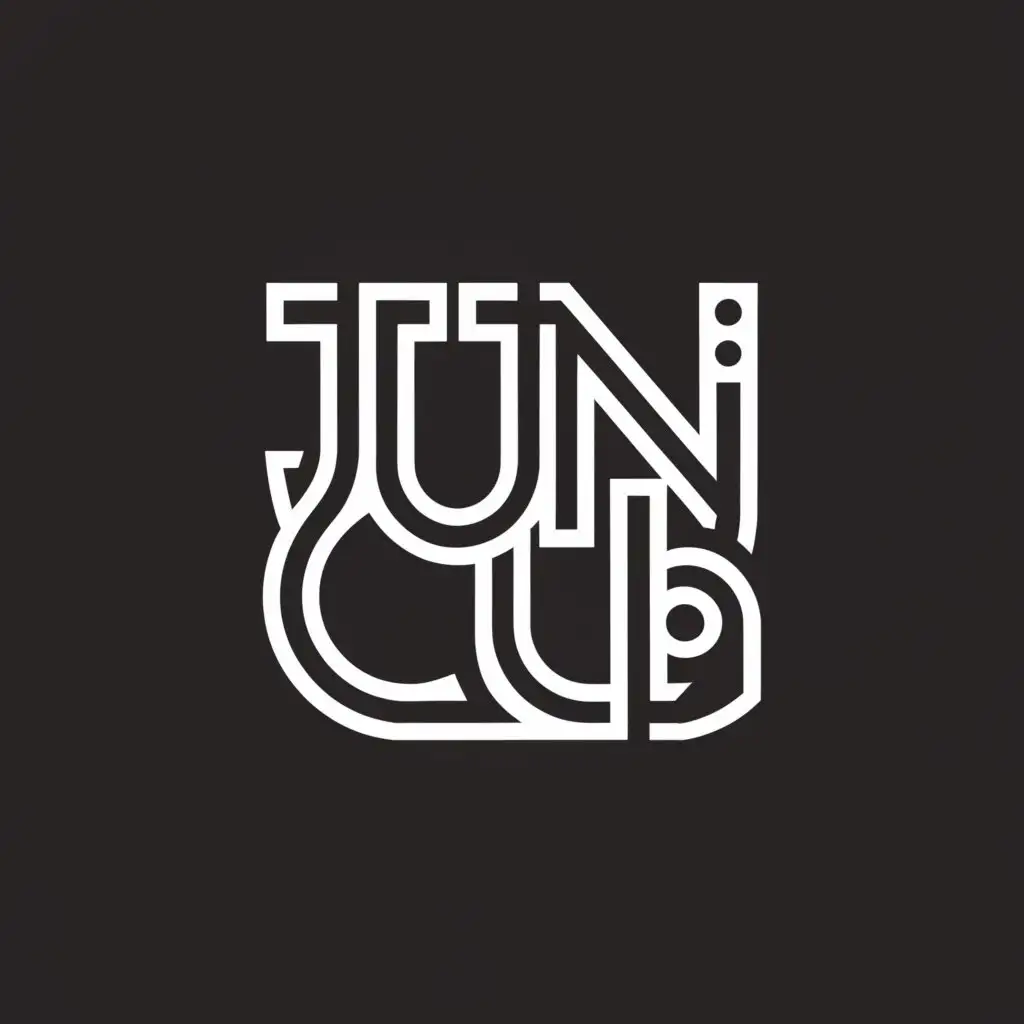 a logo design,with the text "Juni club", main symbol:initials, shot glass but subtle,Moderate,clear background
