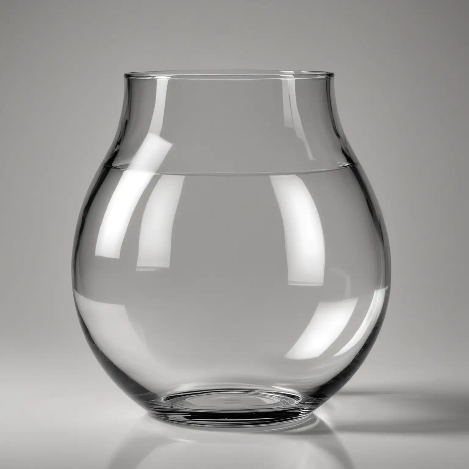 an empty, clear glass round vase with, made of nice quality with nothing inside, it is simply an image of an empty round glass vase 