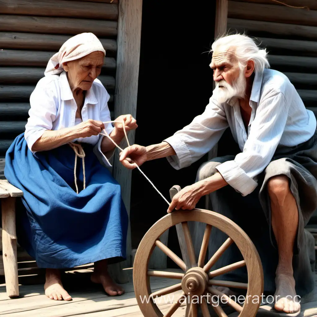 Elderly-Couple-in-Heartfelt-Conversation-by-the-Spinning-Wheel