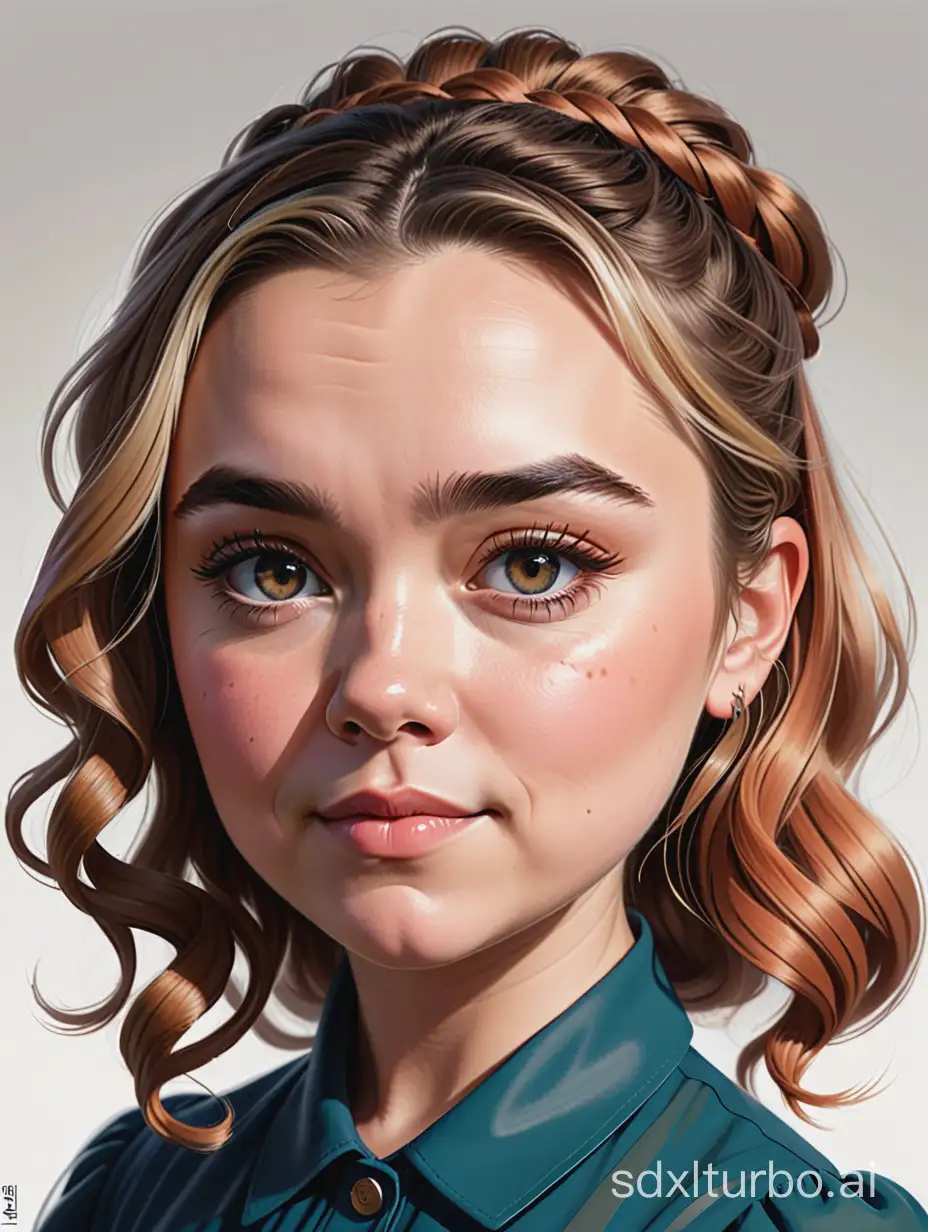 Whimsical-Caricature-Portrait-of-Actress-Florence-Pugh