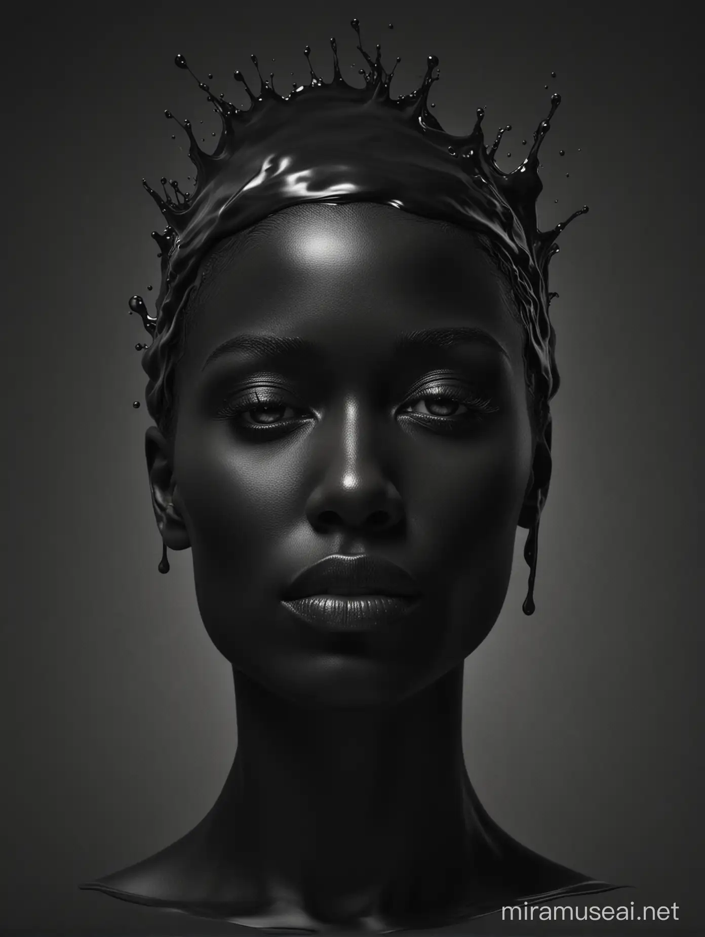 black liquid Woman's head