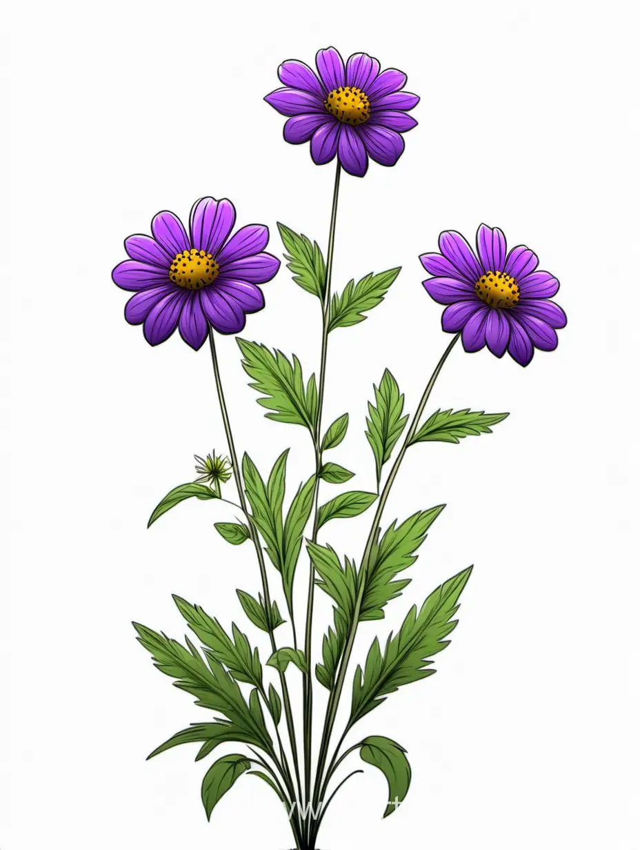 Elegant-Cluster-of-Purple-Wildflowers-Minimalist-3Plant-Line-Art-on-HighQuality-4K-White-Background