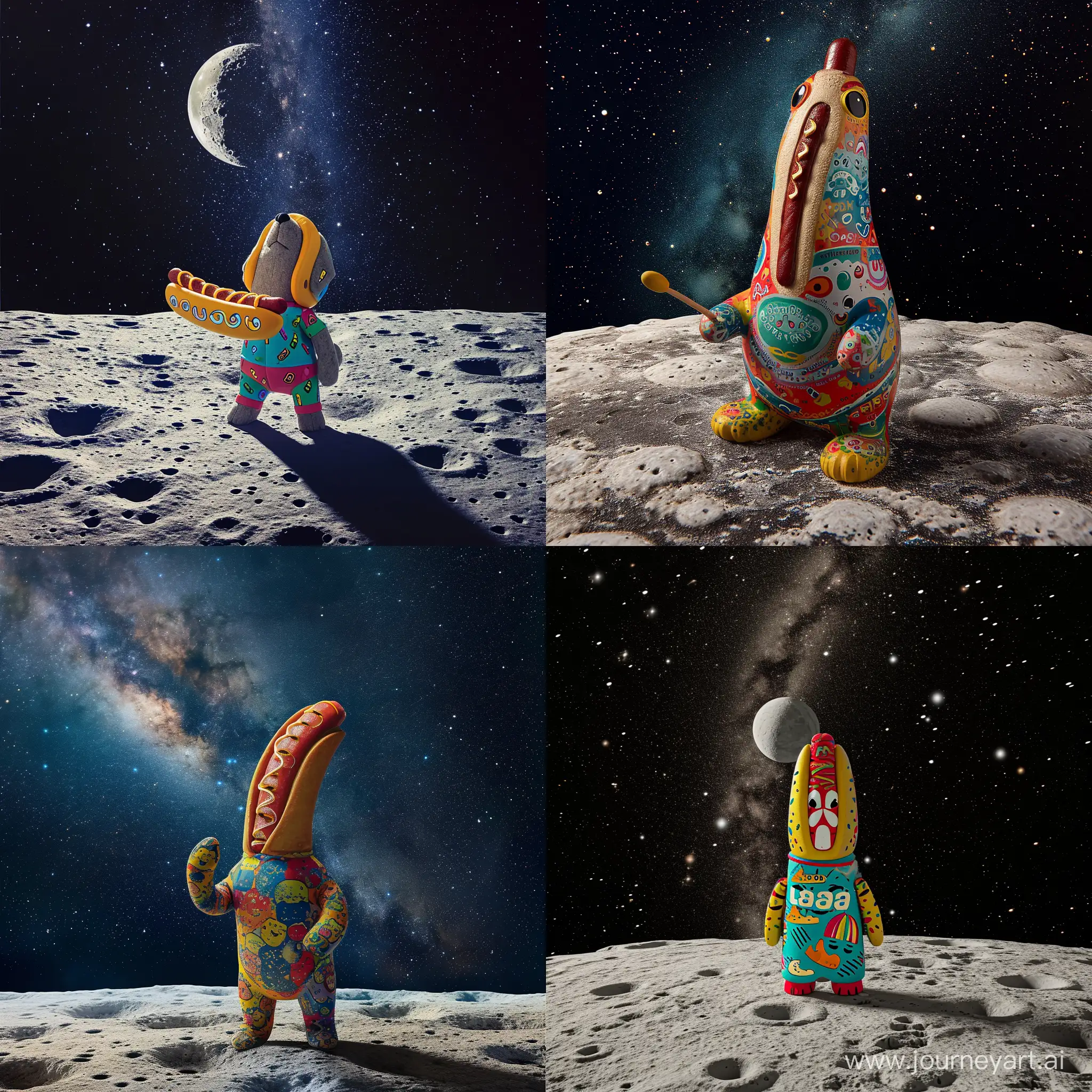 Colorful-Haba-Dog-with-Hot-Dog-on-the-Moon