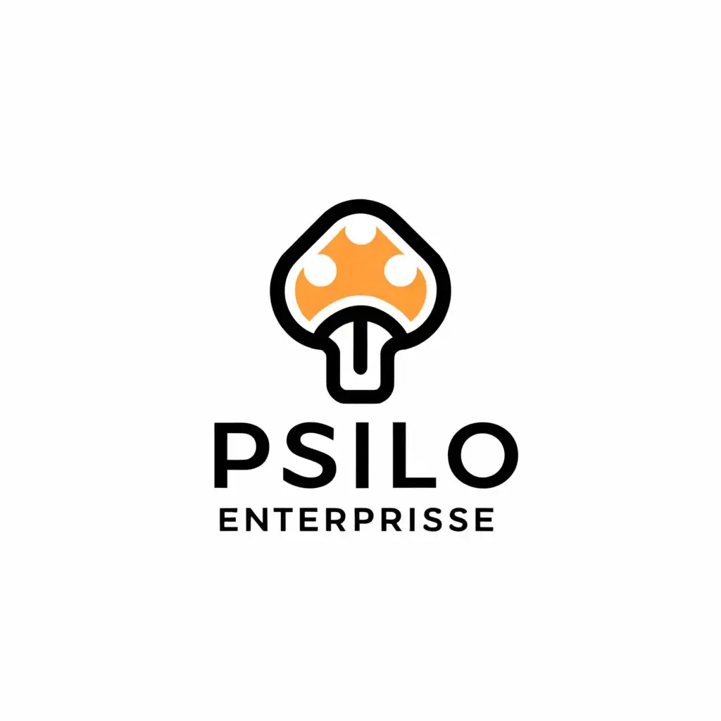 a logo design,with the text "Psilo Enterprises", main symbol:Mushroom,Minimalistic,clear background