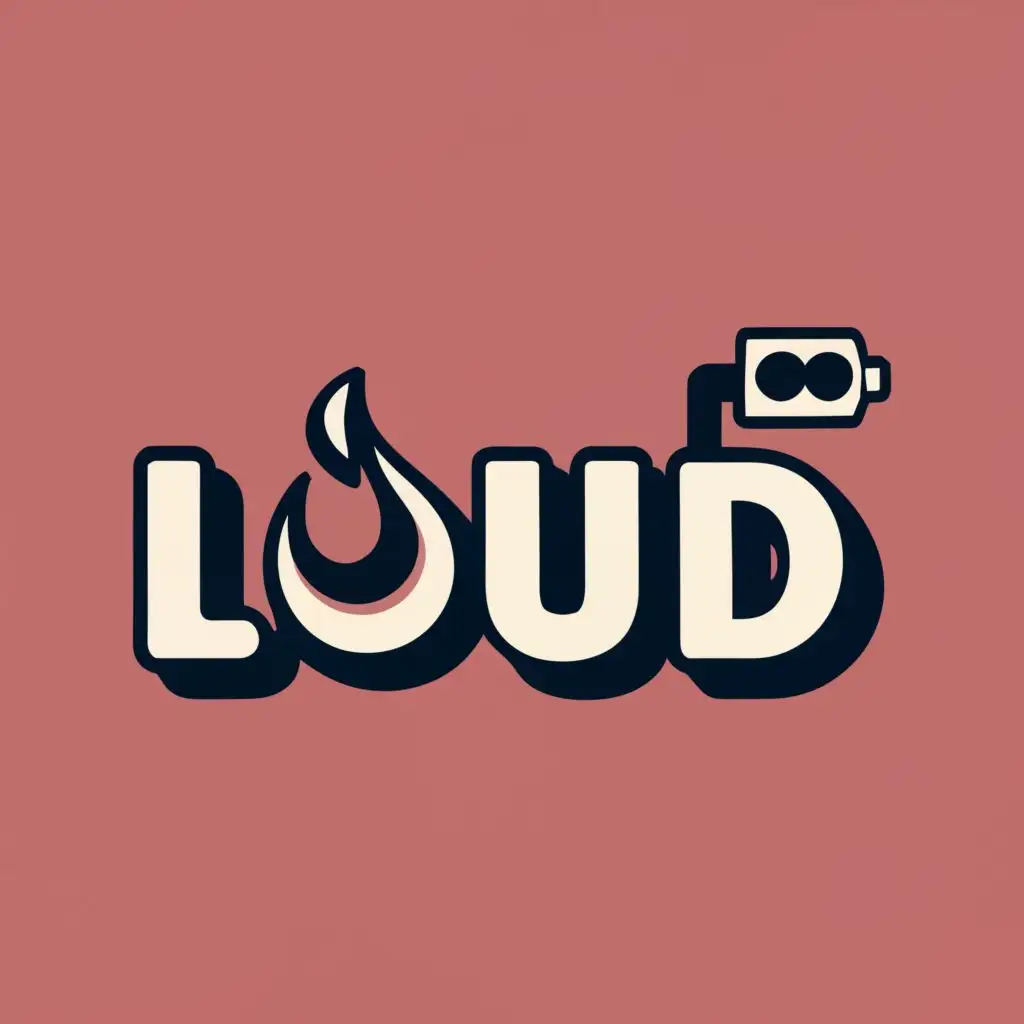 logo, Gas Can, with the text "Loud", typography, be used in Entertainment industry