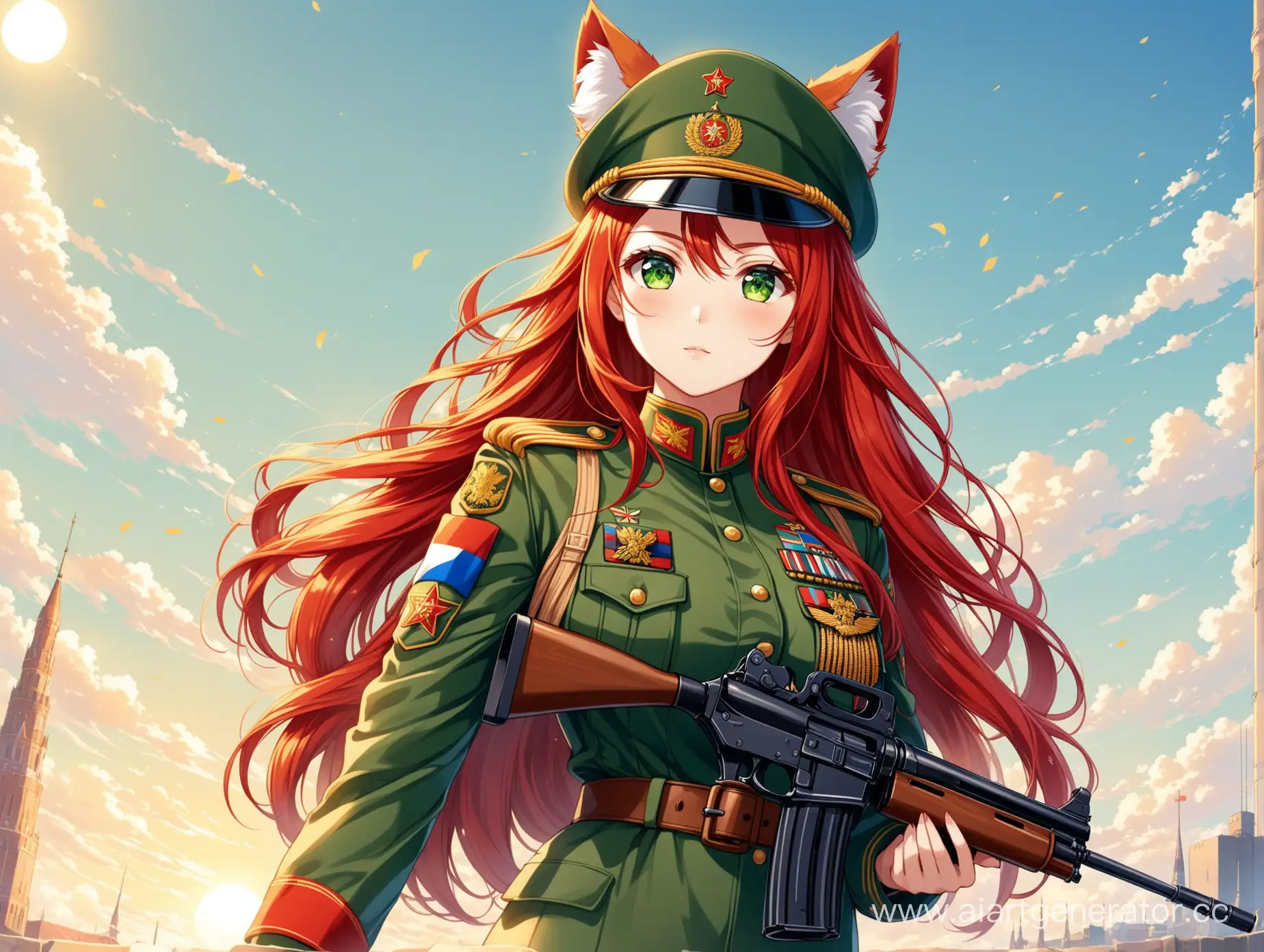 Russian-Military-Anime-Girl-with-Fox-Ears-and-Rifle