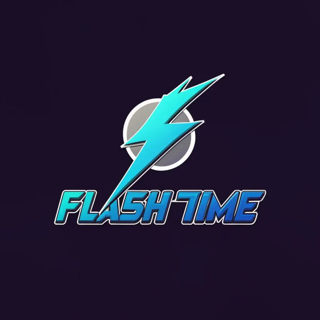 a logo design,with the text "FlashTime", main symbol:A logo for a GTA RP server 'FlashTime' with a lightning bolt in the F of blue color,Moderate,clear background
