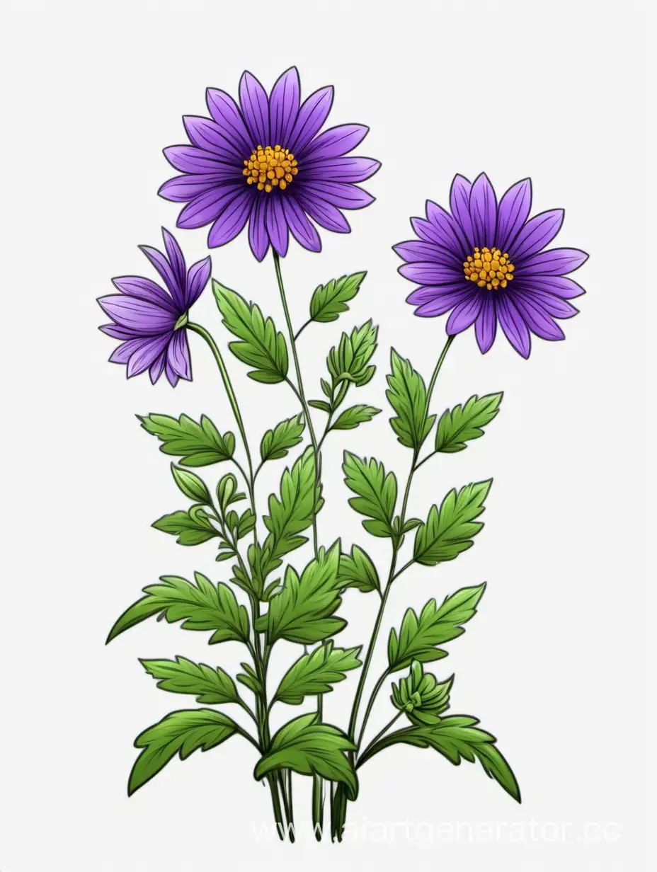 Elegant-Purple-Wildflower-Cluster-Botanical-4K-Line-Art-on-White-Background