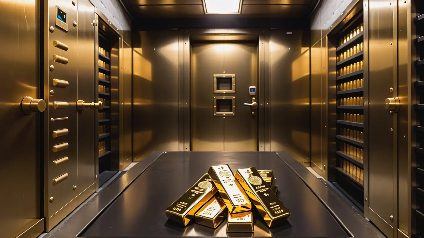 us gold lingote inside a bank vault 
