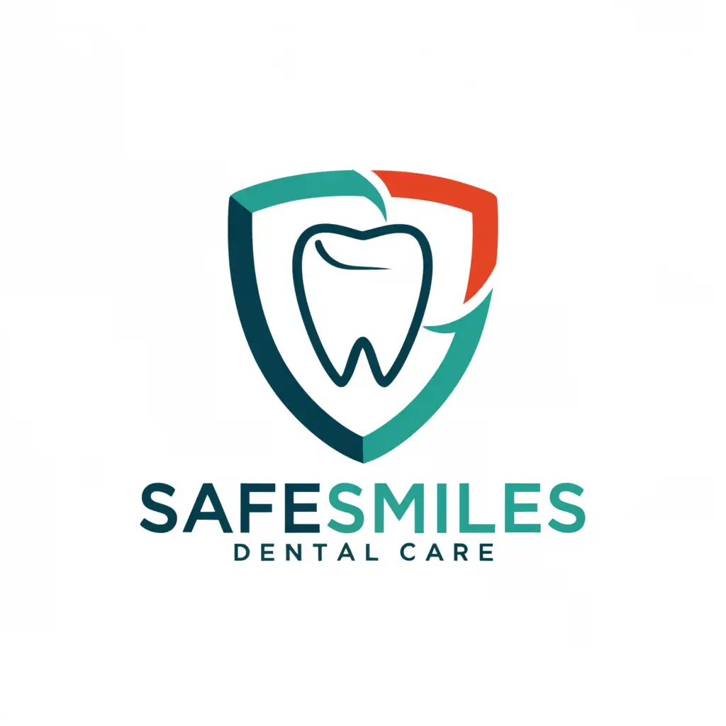 a logo design,with the text "SafeSmiles", main symbol:Tooth, shield, Safesmiles,Moderate,be used in Medical Dental industry,clear background