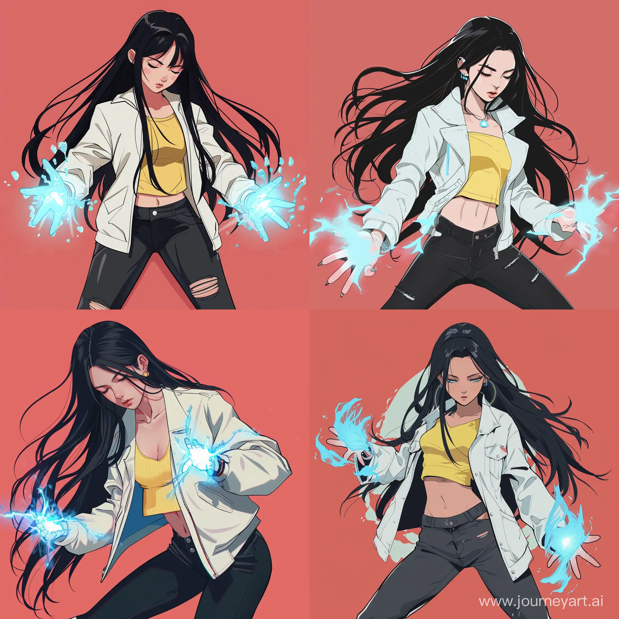 Anime-Woman-with-Electric-Powers-in-White-Jacket-and-Black-Pants
