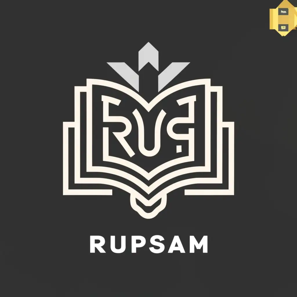 a logo design,with the text "RUPSAM", main symbol:BOOK,Moderate,be used in Education industry,clear background