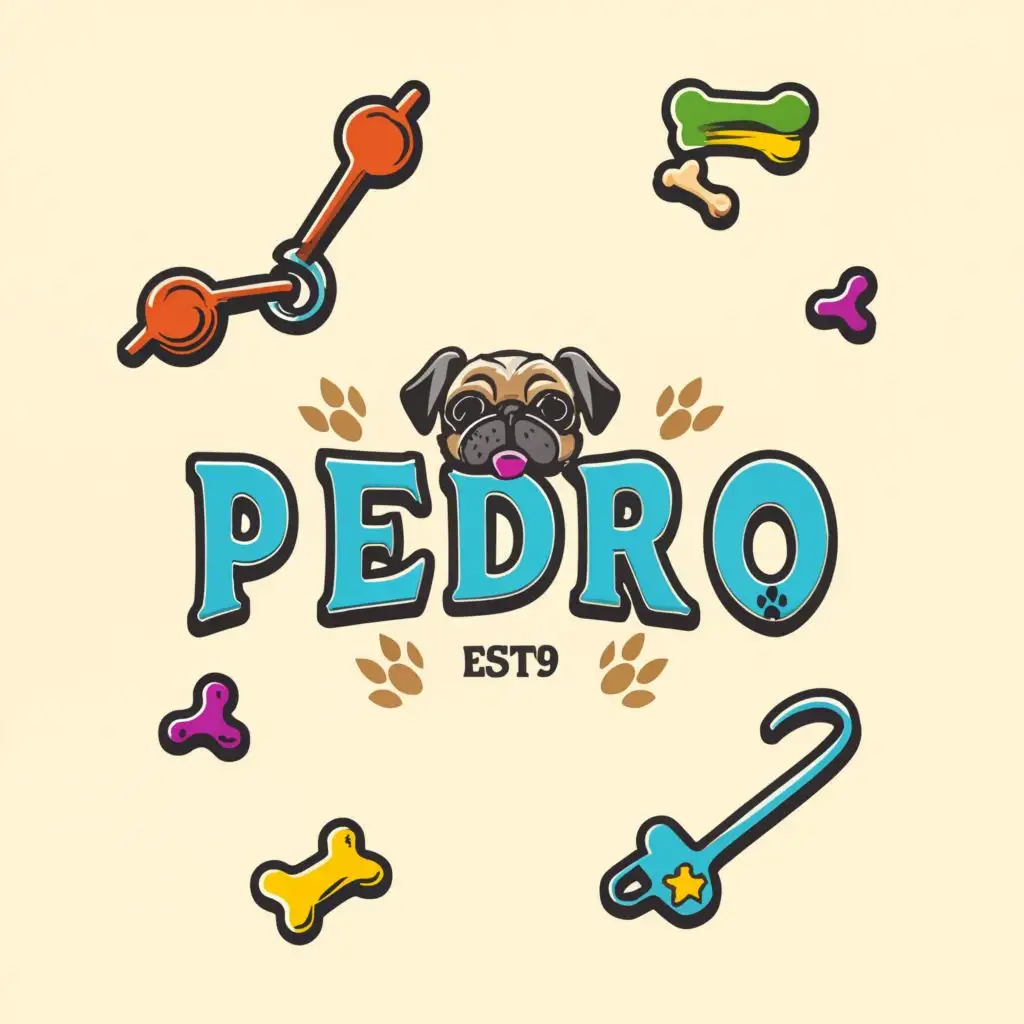 a logo design,with the text "PEDRO", main symbol:Pug,complex,be used in Animals Pets industry,clear background