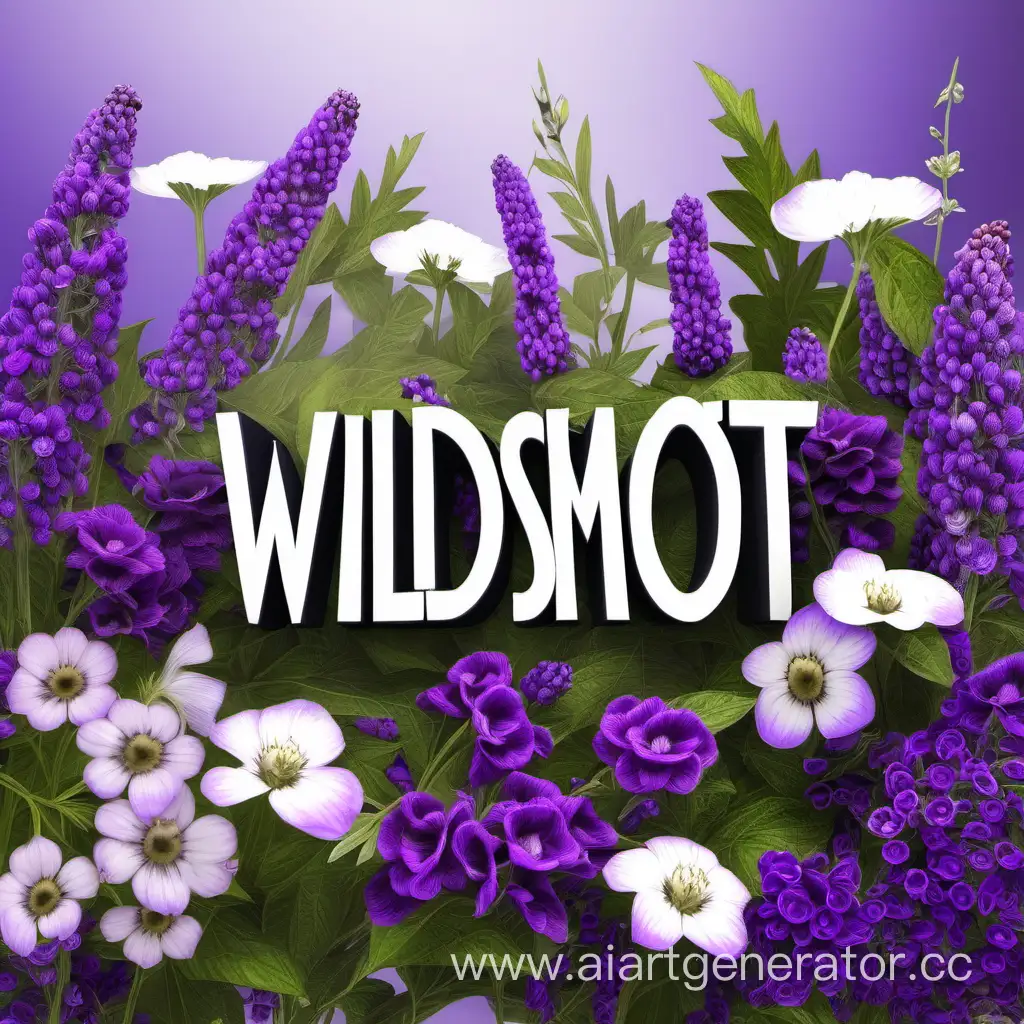 По середине надпись wildshmot фон в фиолетово - белых цветах , атрибутика Wildberries
