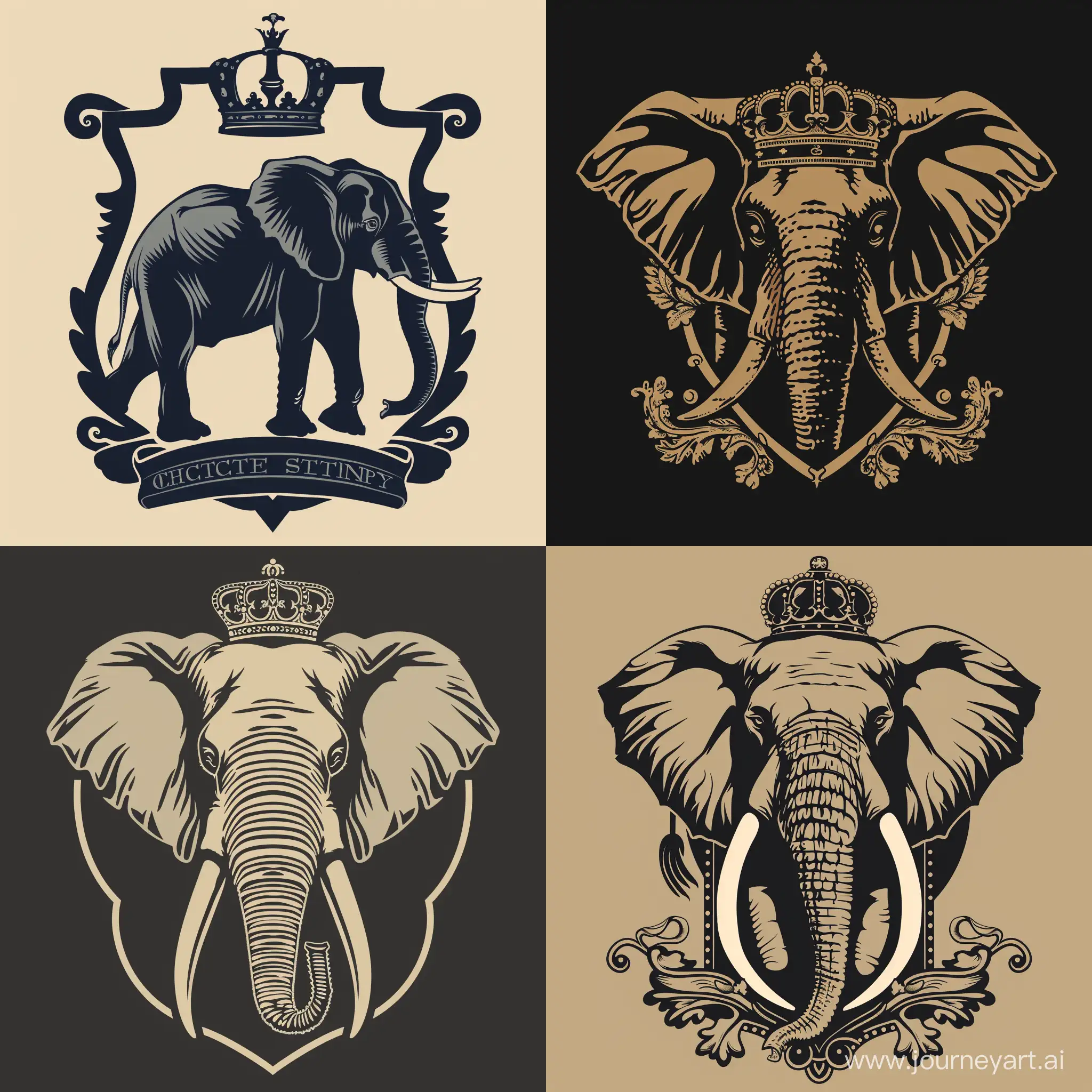 Elegant-Coat-of-Arms-Logo-Featuring-Majestic-Elephant