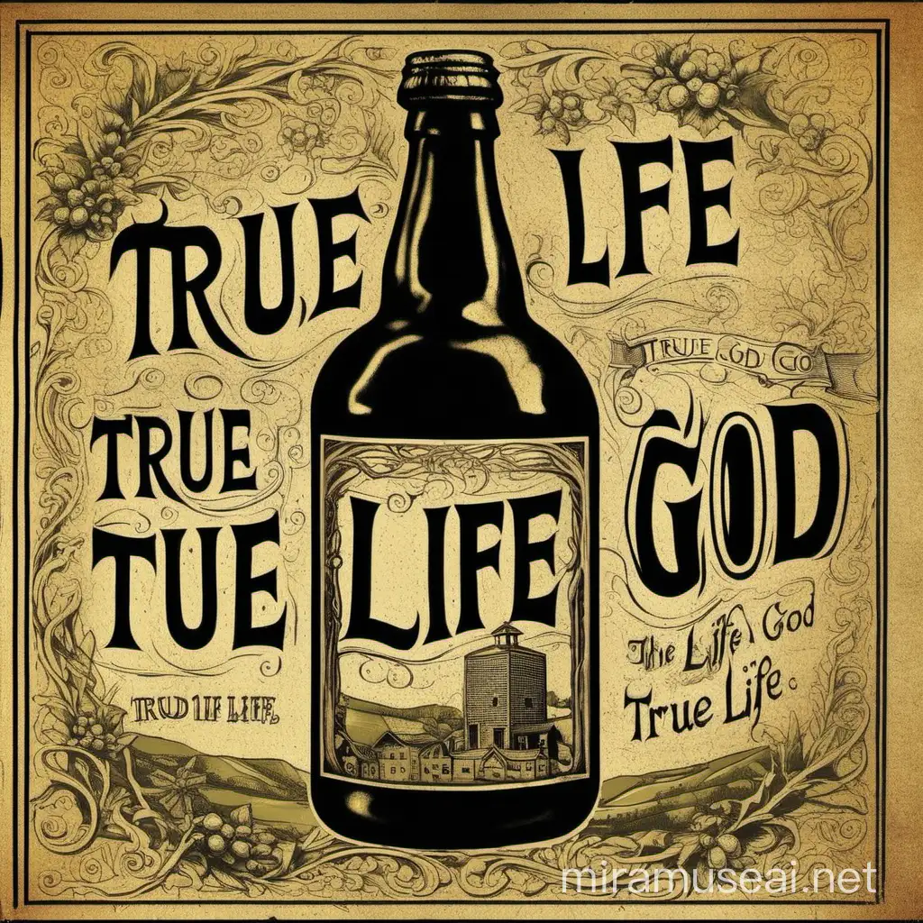 Cider Bottles Label True Life in God Inspirational Design