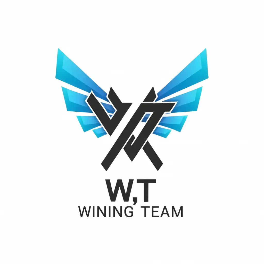 a logo design,with the text "WT", main symbol:Winning Team have a wings to fly beyond the imagination,Minimalistic,be used in Technology industry,clear background