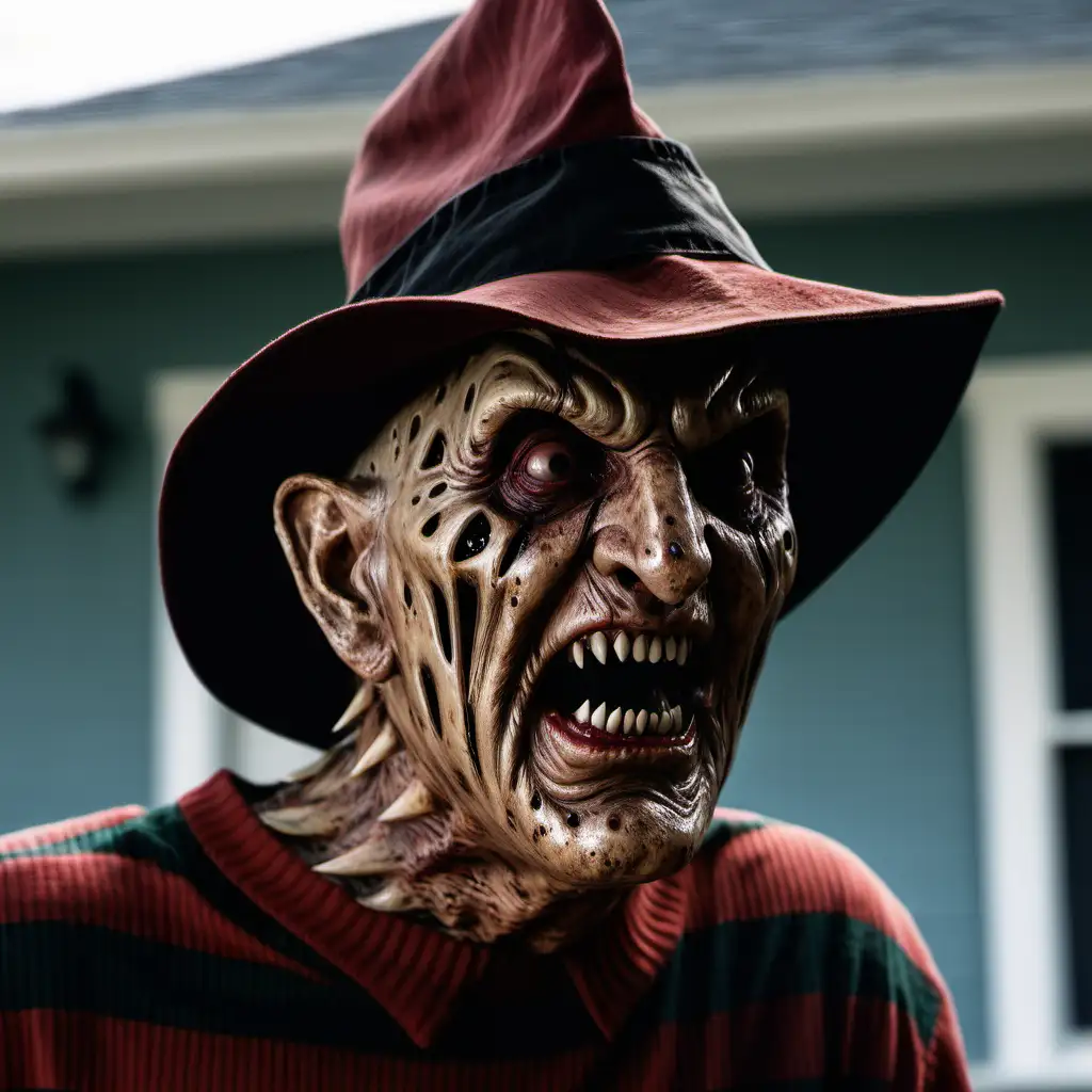 FREDDY KRUEGER Haunting the Old Scary House with Menacing Grin