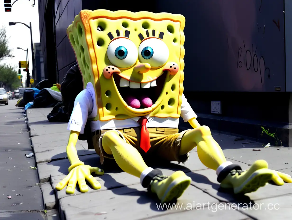 SpongeBob-Homeless-Heartwarming-Image-of-SpongeBob-SquarePants-Facing-Adversity-with-Optimism