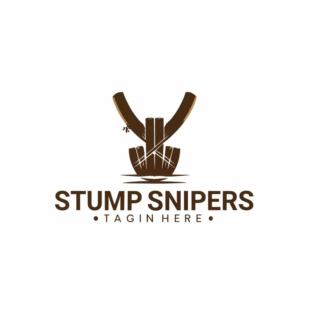 a logo design,with the text "Stump SNIPERS", main symbol:cricket ground, stump, bowler SNIPERS,Minimalistic,be used in Sports Fitness industry,clear background