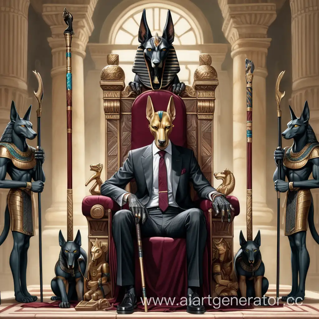 Regal-Man-in-AnubisThemed-Attire-Sitting-on-Throne-of-Swords