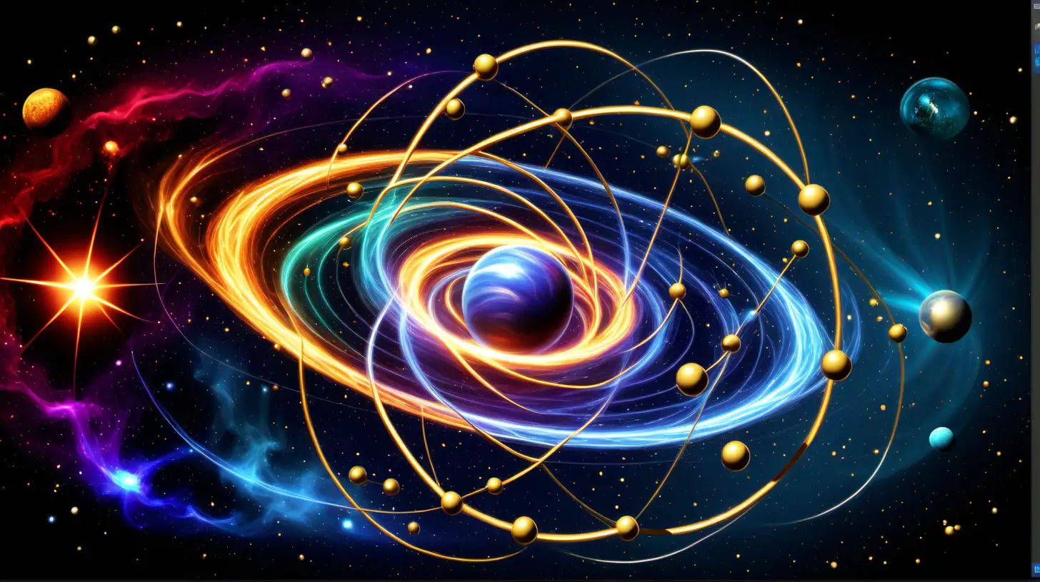 create a 
cosmic, quantum physics theme