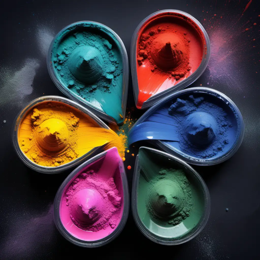 powder paint in various colours mixed together 