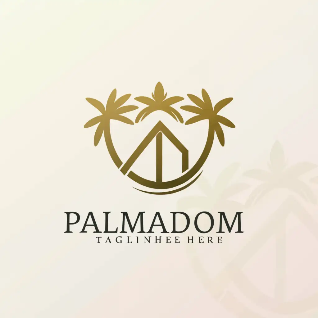 a logo design,with the text "PalmaDom", main symbol:luxury house,Moderate,be used in Real Estate industry,clear background
