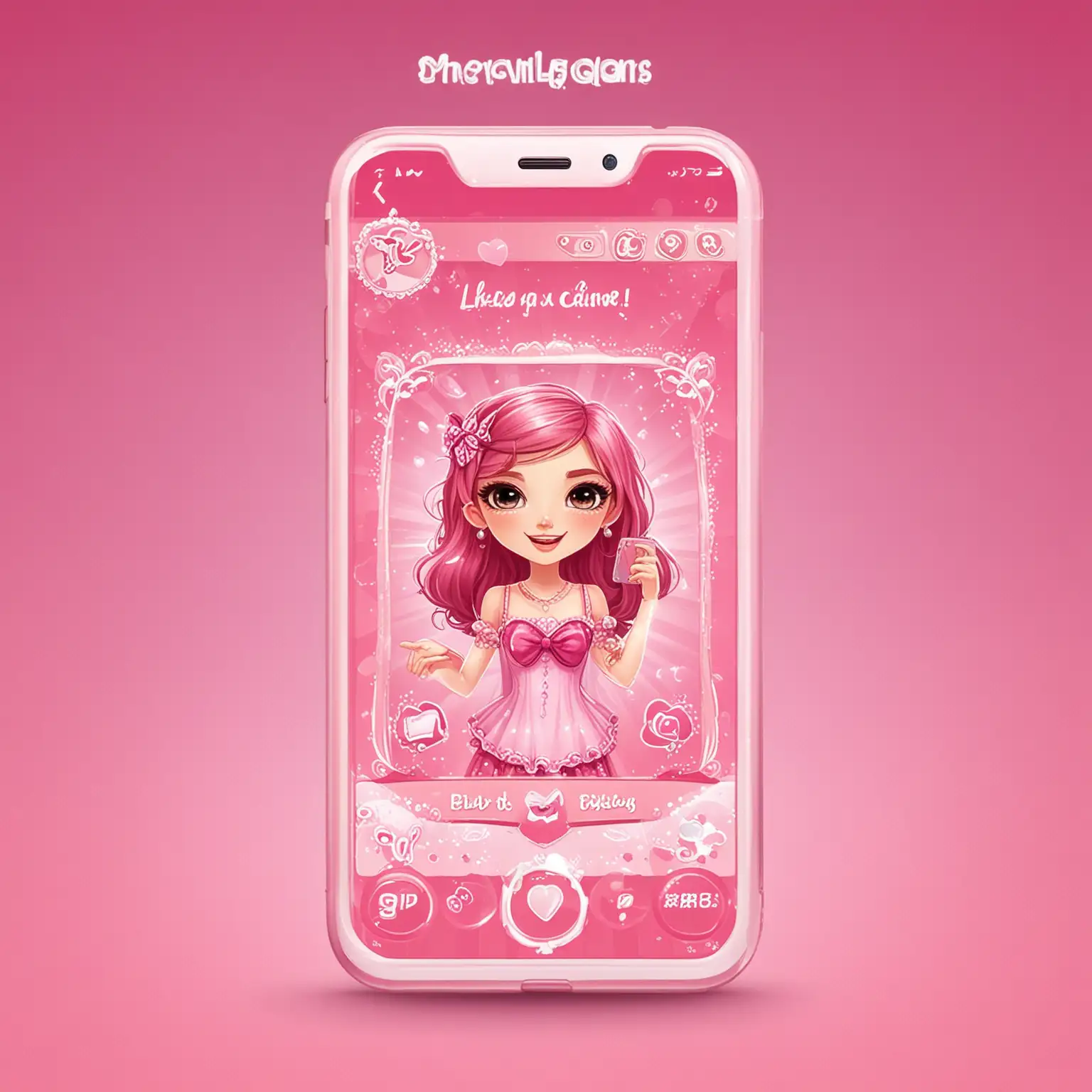 Girly Mobile Phone Game Screen with Vibrant Graphics