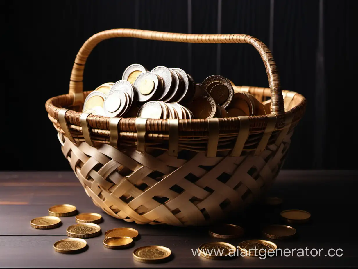 Golden-Coins-in-a-Large-Woven-Basket