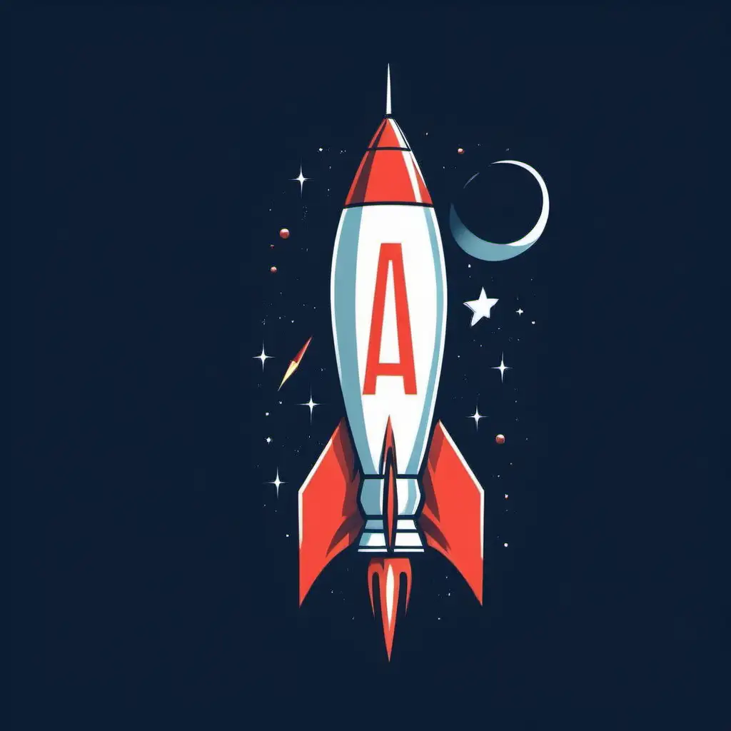 Apollo" where the letter "A" is also a space rocket. Something simple 2D. It would be great if you could create a simple animation in which the rocket flies away and symbolizes the development of the company