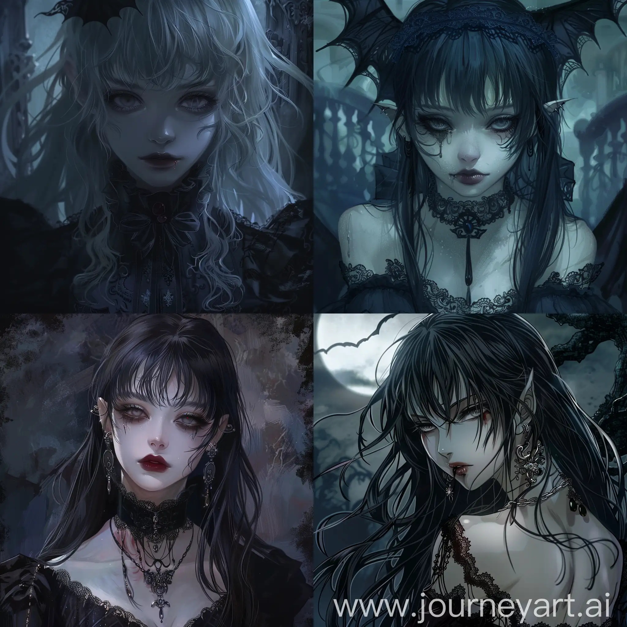 Dark fantasy, gothic horror, anime style, vampire