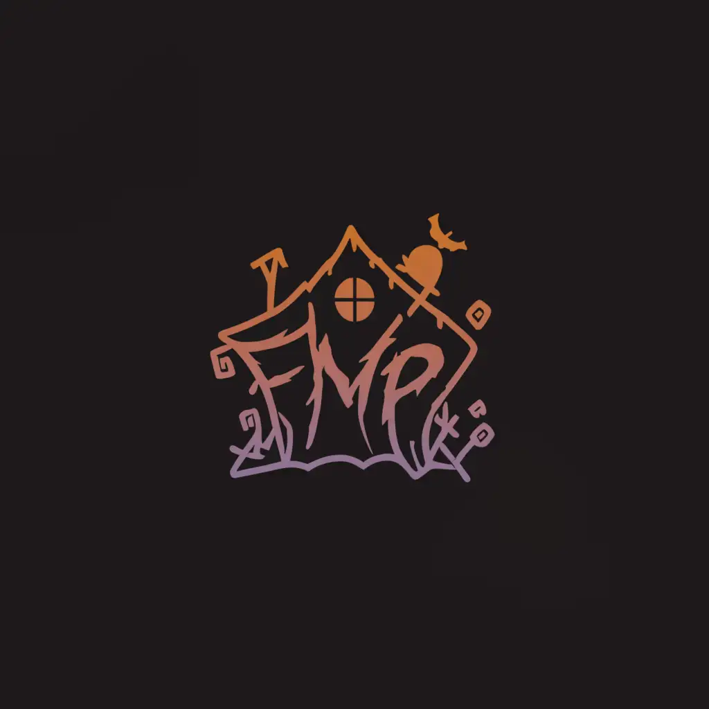 a logo design, with the text 'FMP', main symbol: haunted house, Moderate, to be used in Technology industry, transparent background and circled one