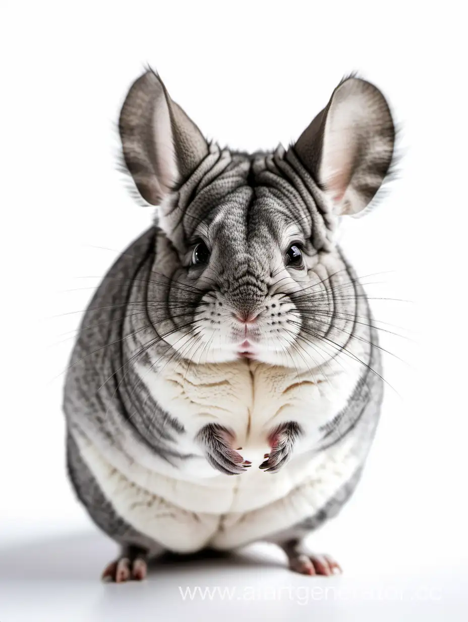 Chinchilla on a clean white background, image in the center, 1\2