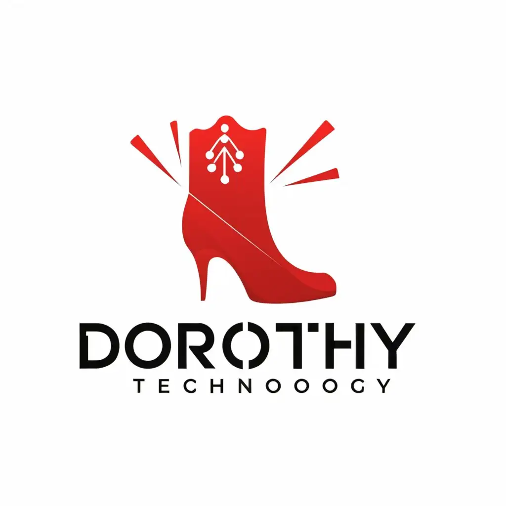 a logo design,with the text "Dorothy Technology", main symbol:---We need a design that can be round and rectangular
-- the red boots with lases 
are big to our brand- they need to be in our logo
-- the boots need to be red
-- the word "Dorothy" needs to be too larger than "Technology",Moderate,be used in Technology industry,clear background