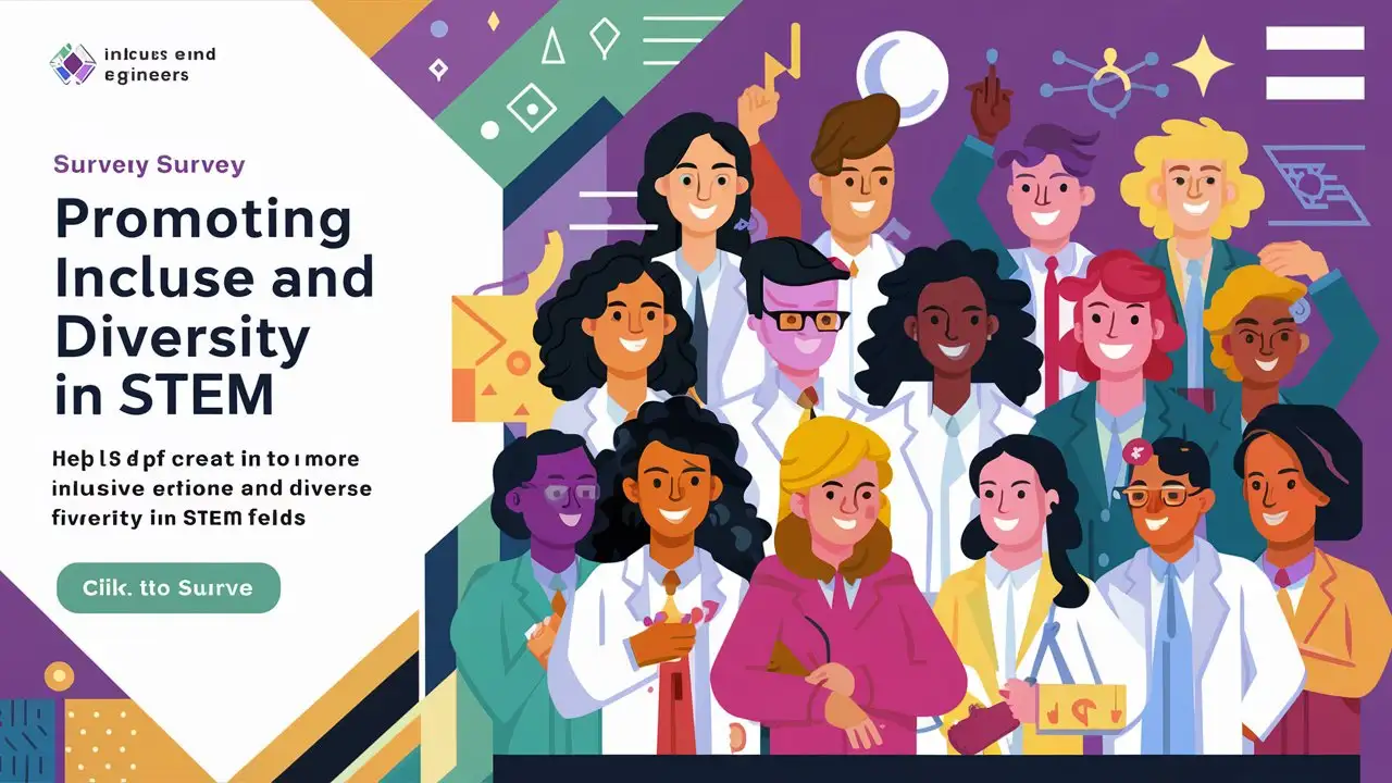 Inclusive STEM Survey Engaging Newsletter Banner for Diversity Advocacy