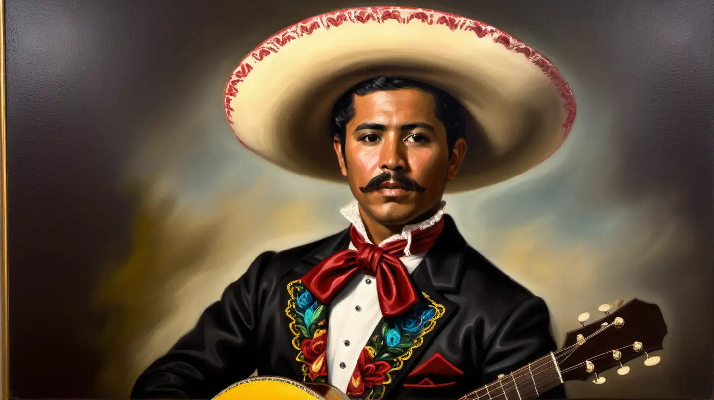 oil painting of a man wearing a mariachi suit in the 1800s