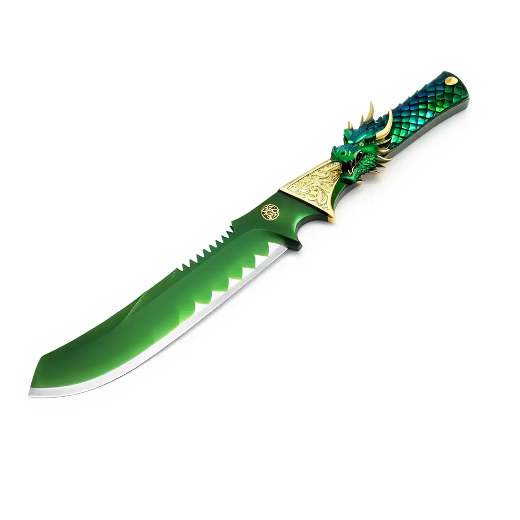 绿色，青龙，刀，武器，锋利，龙鳞，龙头，装备