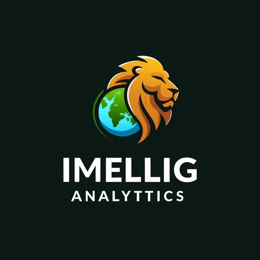 a logo design,with the text "Mellig Analytics", main symbol:a lion and earth + the earth behind the lion should be solid green,Moderate,be used in Construction industry,clear background