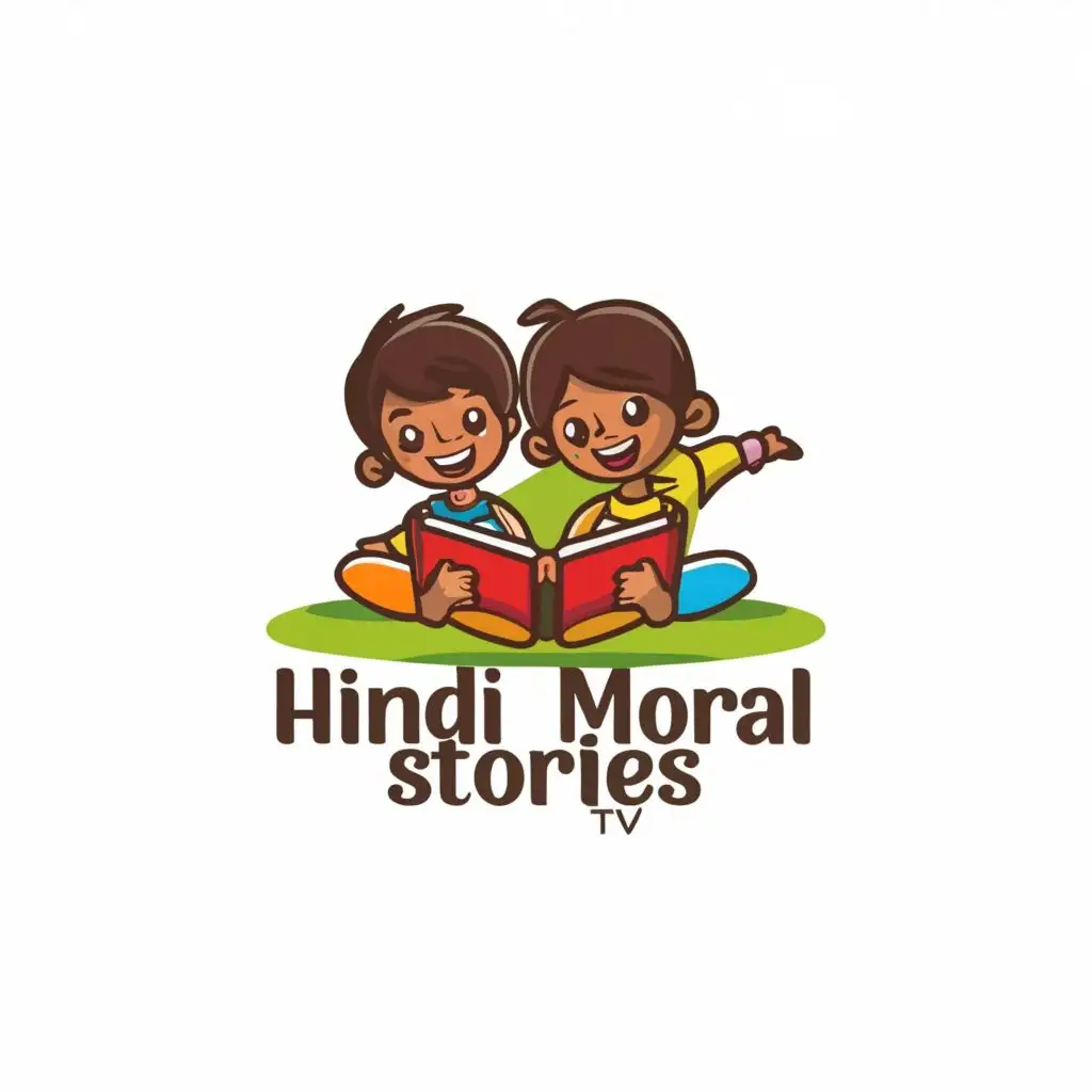 a logo design,with the text "Hindi Moral Stories TV", main symbol:kids,Moderate,clear background