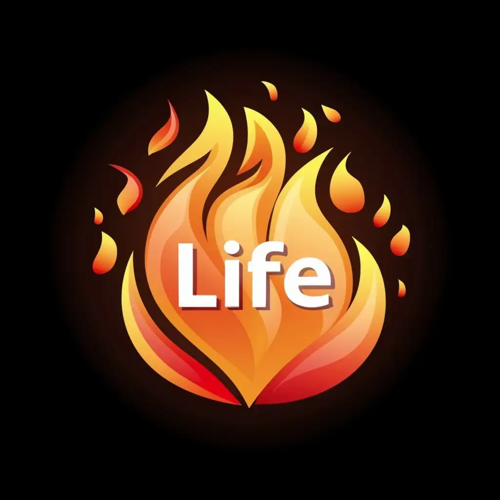logo, fire, with the text "life", typography, be used in Entertainment industry